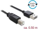 Delock Cablu, EASY-USB 2.0 Conector tip A Conector tip B USB 2.0, 0, 5 m, negru