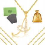 Golden Celebrity Arany Nyaklánc Sebészeti Acélból A Betű Strasszok, Lánc 50cm (Biżuteria ze stali chirurgicznej złota litera)