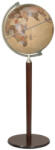 Zoffoli Földgömb VASCO DE GAMA antik sárgabarack angol nyelvű álló, barna fatalpas fém meridiánnal Ø 40 cm