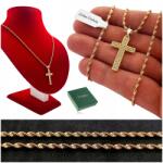 Golden Celebrity Vastag Aranyozott Szingapúri Csavart Lánc+női Kereszt Dedikálás (Biżuteria dla niej dziewczyny babci żony mamy)