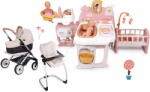 Smoby Set căsuță pentru păpușă cu trei părți și scaun de masă Large Doll´s Play Center Soft Baby Nurse Smoby cu leagăn și scaun de mașină cu centură de siguranță (SM220394-2) Papusa