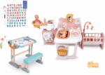 Smoby Set căsuță pentru păpușă cu trei părți și bancă din lemn Large Doll´s Play Center Soft Baby Nurse Smoby pentru scris și desenat cu 80 accesorii (SM220394-12) Papusa
