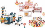 Smoby Set căsuță pentru păpușă cu trei părți și supermarket Large Doll´s Play Center Soft Baby Nurse Smoby cu sunete și lumini și set de alimente (SM220394-10) Papusa