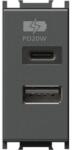 TEM Modul Incarcator 2*USB PD 20W 1M antracit (TEM-EM69AT-B)