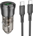 BOROFONE autós töltő BZ25 Journey - USB + Type C - PD 38W 3A Type C to Type C kábel fekete