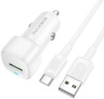 BOROFONE - Cloud autós töltő (BZ34) - USB-A/C kábel mellékelve, Egy portos USB-A, 18W (QC/FCP/AFC), ABS, 12-24V DC-hez - Fehér