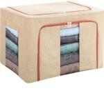 Flippy Összecsukható tárolódoboz, Flippy, 66 L, pamut és lenvászon, 33x40x50 cm, 2 ablak, elöl és oldalt, 2 ajtó kétirányú cipzárral, fém keret, stabil műanyag alaptartó, bézs (130137)