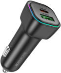 BOROFONE autós töltő BZ28A Trophie - USB + Type C - QC 3.0 PD 30W 3A fekete