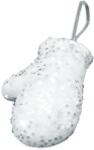 LAALU Karácsonyi dísz - kesztyű, fehér csillámos, 10 cm (LAU-2155)