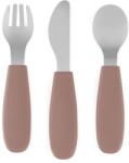 Petite&Mars Take&Match Stainless Steel Cutlery Set étkészlet gyermekeknek Velvet Latte 12m+ 3 db