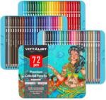 Vittalist Professzionális színes ceruza készlet rajzoláshoz és vázlatkészítéshez VITTALIST, Tartós fémdoboz, 72 szín (TCC-SET-CREIOANE-02)