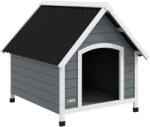 PawHut kutyaketrec, fa kutyaház levehető padlóval, háziállat menedék korrózióálló fával, 84x99x87 cm, szürke