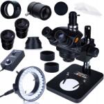  Mikroskop trinokularowy z Barlow 0, 5x i LED 56 | Do elektroniki, napraw SMT, inspekcji | Głowica C-Mount | Zoom optyczny | Regulowane światło