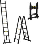 Durhand 10 lépcsős összecsukható teleszkópos létra, alumínium és fém kihúzható létra, 320x67x7 cm, fekete