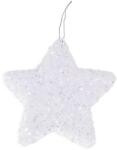 LAALU Karácsonyi dísz - csillag, fehér csillámos, 10 cm (LAU-2117)