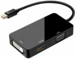 DeTech Конвертор DeTech, Mini DP(м)(Thunderbolt) към HDMI/DVI/VGA, черен (DF17859)