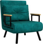 Homcom Kihúzható kanapé 5 fokozatban állítható háttámlával, Összecsukható egyszemélyes kanapéágy párnákkal, 63x73x81 cm, Zöld