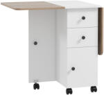 HomCom Összecsukható asztal maximum 6 fő részére, 2 fiókkal, szekrénnyel és hátsó polccal, 120x60x76, 5 cm, fehér