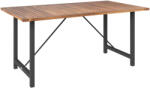 Outsunny akácfa és acél kerti asztal léces asztallappal, 160x90x75 cm, natúr fa