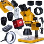 Rosfix Draco Red PRO Set - Mikroskop Trinokularowy 7-45× z Kamerą FullHD HDMI/VGA + Soczewka Barlow 0.5× + Oświetlacz LED 56x | Zestaw do Inspekcji, Lutowania i Serwisu Elektroniki