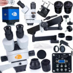 Rosfix Neptune Pro MSNP-T-WDMS1 trinokuláris sztereó mikroszkóp gémes tartókonzollal + Draco Blue PRO KMDBP-HDMI-VGA 2mp mikroszkóp kamera Plantes PRO sorozat