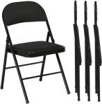 HomCom 4 db-os összecsukható szék szett, modern székek poliészter párnákkal otthonra és irodába, 45x46x78 cm, fekete