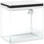 PawHut Üveg Akvárium LED Világítással, Szűrővel és Vízpumpával, 38x26x38 cm, Fehér