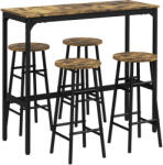 HomCom étkezőgarnitúra 5 darabos: asztal 60×30 cm + 4 szék lábtartóval