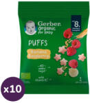 Gerber Organic bio banános málnás gabona snack, 8 hónapos kortól (10x7 g)