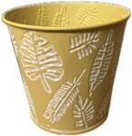  Fém kaspó levél mintával 12 cm, sárga