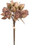  Szárított rózsacsokor barna színű műnövény 37 cm