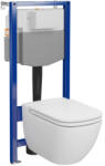 Cersanit Caspia szögletes fali WC csésze duroplast WC ülőkével, falsík alatti tartállyal és szerelő kerettel, fehér S701-803 (S701-803)