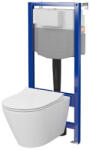 Cersanit City Pro ívelt fali WC csésze duroplast WC ülőkével, falsík alatti tartállyal és szerelő kerettel, fehér S701-888 (S701-888)