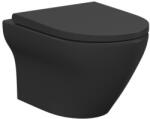 Cersanit Larga perem nélküli ívelt fali WC csésze ülőkével, matt antracit S701-610 (S701-610)