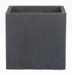 Scheurich 240/40 C-Cube Stony Black műanyag kocka kaspó 40 cm
