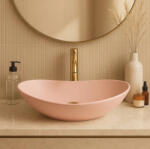Rea Royal Pultra ültethető kerámia mosdótál 61, 5x35, 5 cm, matt rózsaszín REA-U6374 (REA-U6374)