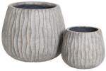  Creastone Bowl waves S/2 antiquegrey kerámia növénytartó szett