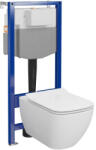 Cersanit Virgo ívelt fali WC csésze duroplast WC ülőkével, falsík alatti tartállyal és szerelő kerettel, fehér S701-806 (S701-806)