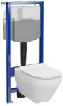 Cersanit Crea ívelt fali WC csésze duroplast WC ülőkével, falsík alatti tartállyal és szerelő kerettel, fehér S701-807 (S701-807)