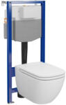 Cersanit Caspia szögletes fali WC csésze duroplast WC ülőkével, falsík alatti tartállyal és szerelő kerettel, fehér S701-804 (S701-804)
