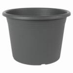  Műanyag henger alakú virágcserép antracit színben, 35 cm