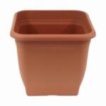  Műanyag négyszögletes virágcserép (sima falú) terrakotta színben, 14 cm