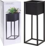  Fém növénytartó fekete színben 21x21x60 cm