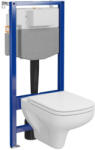 Cersanit Colour szögletes fali WC csésze duroplast WC ülőkével, falsík alatti tartállyal és szerelő kerettel, fehér S701-817 (S701-817)