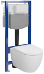 Cersanit Zen Pro ívelt fali WC csésze duroplast WC ülőkével, falsík alatti tartállyal és szerelő kerettel, fehér S701-798 (S701-798)