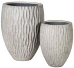  Creastone Lotus vase waves S/2 grey kerámia növénytartó szett