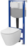 Cersanit City Pro ívelt fali WC csésze duroplast WC ülőkével, falsík alatti tartállyal és szerelő kerettel, fehér S701-889 (S701-889)
