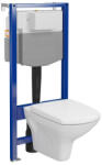 Cersanit Carina szögletes fali WC csésze duroplast WC ülőkével, falsík alatti tartállyal és szerelő kerettel, fehér S701-816 (S701-816)