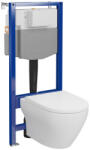 Cersanit Larga Pro ívelt fali WC csésze duroplast WC ülőkével, falsík alatti tartállyal és szerelő kerettel, fehér S701-892 (S701-892)