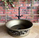 Rea Betty Pultra ültethető kerámia mosdótál 43, 5 cm csaptelep nélkül, csiszolt antik réz REA-U1057 (REA-U1057)